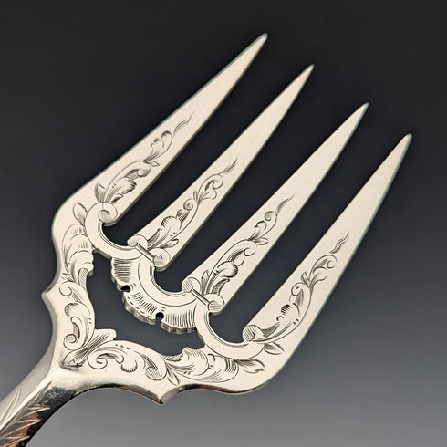 1850年 英国アンティーク 総純銀製 フィッシュサーバーペア 計370g HJ Lias&Son